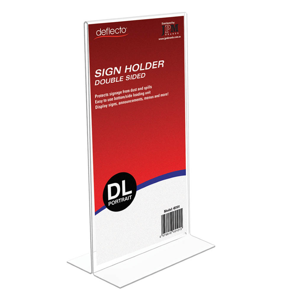 BROCHURE HOLDER DEFLECTO 45101 SIGN AND DOCUMENT HOLDER DL PORTRAIT DOUBLE SIDED CLEAR