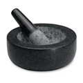 MORTAR  PESTLE AVANTI LOW PROFILE 20CM SOLID GRANITE BLACK