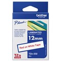 LABELLING TAPE BROTHER TZE232 LAMINATED LABEL TAPE 12MM X 8M RED ON WHITE