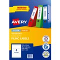 LABEL AVERY 959035 L7171 LASER  INKJET LABELS FILING LEVER ARCH 4UP 4 PER SHEET WHITE 25PK