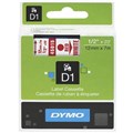 LABELLING TAPE DYMO 45015 D1 LABEL TAPE 12MM X 7M RED ON WHITE