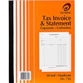 TAX INVOICE  STATEMENT BOOK OLYMPIC 726 140874 INVOICE AND STATEMENT BOOK CARBONLESS DUPLICATE 250 X 200MM 50 LEAF EACH1 PACK5