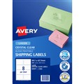 LABEL AVERY 959052 L7565 LASER LABELS SHIPPING CRYSTAL CLEAR 8UP CLEAR 25PK