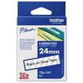 LABELLING TAPE BROTHER TZE151 LAMINATED LABEL TAPE 24MM X 8M BLACK ON CLEAR