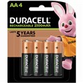 BATTERY DURACELL RECHARGEABLE AA BATTERIES 4PK