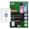 LABEL INDUSTRIAL GRADE AVERY ULTRARESISTANT OUTDOOR ULTRA HEAVY DUTY 959242 PERMANENT 991MM X 423MM 12UP WHITE 10PK