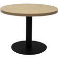 COFFEE TABLE RAPIDLINE BLACK BASE ROUND 455H X 600MM ROUND WITH NATURAL OAK TOP