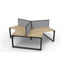 RAPIDLINE DELUXE INFINITY 120 DEGREE WORKSTATION LOOP LEG 3 PERSON WITH SCREEN 2866W X 730MM NATURAL OAK TOP AND BLACK PC FRAME