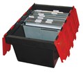 CRATE STORAGE NESTING SECURITY LOCKABLE 68L PLASTIC BLACK TUB  RED LID