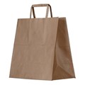 BAG BROWN DELIVERY PAPER BAG WITH FLAT HANDLE 335MM X 320MM 145MM GUSSET 250PK