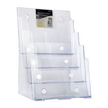 BROCHURE HOLDER DEFLECTO 77441 A4 FOUR 4 TIER CLEAR