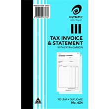 TAX INVOICE & STATEMENT BOOK OLYMPIC 624 140872 TAX INVOICE AND STATEMENT BOOK CARBON DUPLICATE 200 X 125MM 100 LEAF