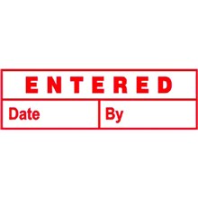STAMP DESKMATE PRE-INKED MESSAGE STAMP ' ENTERED DATE AND BY ' RED