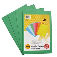 MANILLA FOLDER MARBIG FOOLSCAP GREEN 20PK