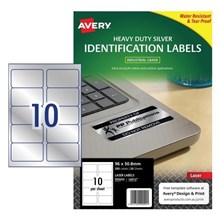 LABEL INDUSTRIAL GRADE AVERY LASER HEAVY DUTY IDENTIFICATION PERMANENT 959203 96MM X 50.8MM 10UP SILVER 20PK