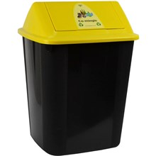 RUBBISH BIN WASTE PAPER GARBAGE ITALPLAST I184CM SEPARATION BIN WITH SWING TOP LID 32 LITRE CO-MINGLE YELLOW LID