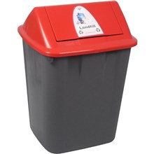 RUBBISH BIN WASTE PAPER GARBAGE ITALPLAST I184LF SEPARATION BIN WITH SWING TOP LID 32 LITRE LANDFILL RED LID