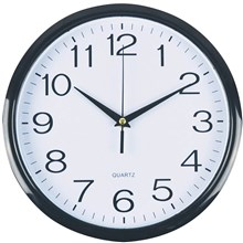 ITALPLAST WALL CLOCK 300MM GLASS WHITE / BLACK