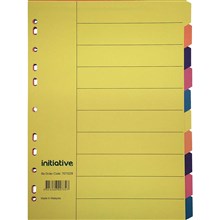 DIVIDERS MANILLA 10 TAB A4 BRIGHT COLOURS