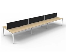 RAPID INFINITY DELUXE 6 PERSON PROFILE LEG DOUBLE SIDED WORKSTATION 1800 X 750 X 730MM BLACK SCREEN / NATURAL OAK TOP / WHITE FRAME